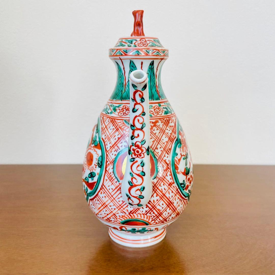 煎茶道具 盛盞瓶 赤絵　高野昭阿弥　共箱　茶器　水注　水差し　磁器　仙盞瓶