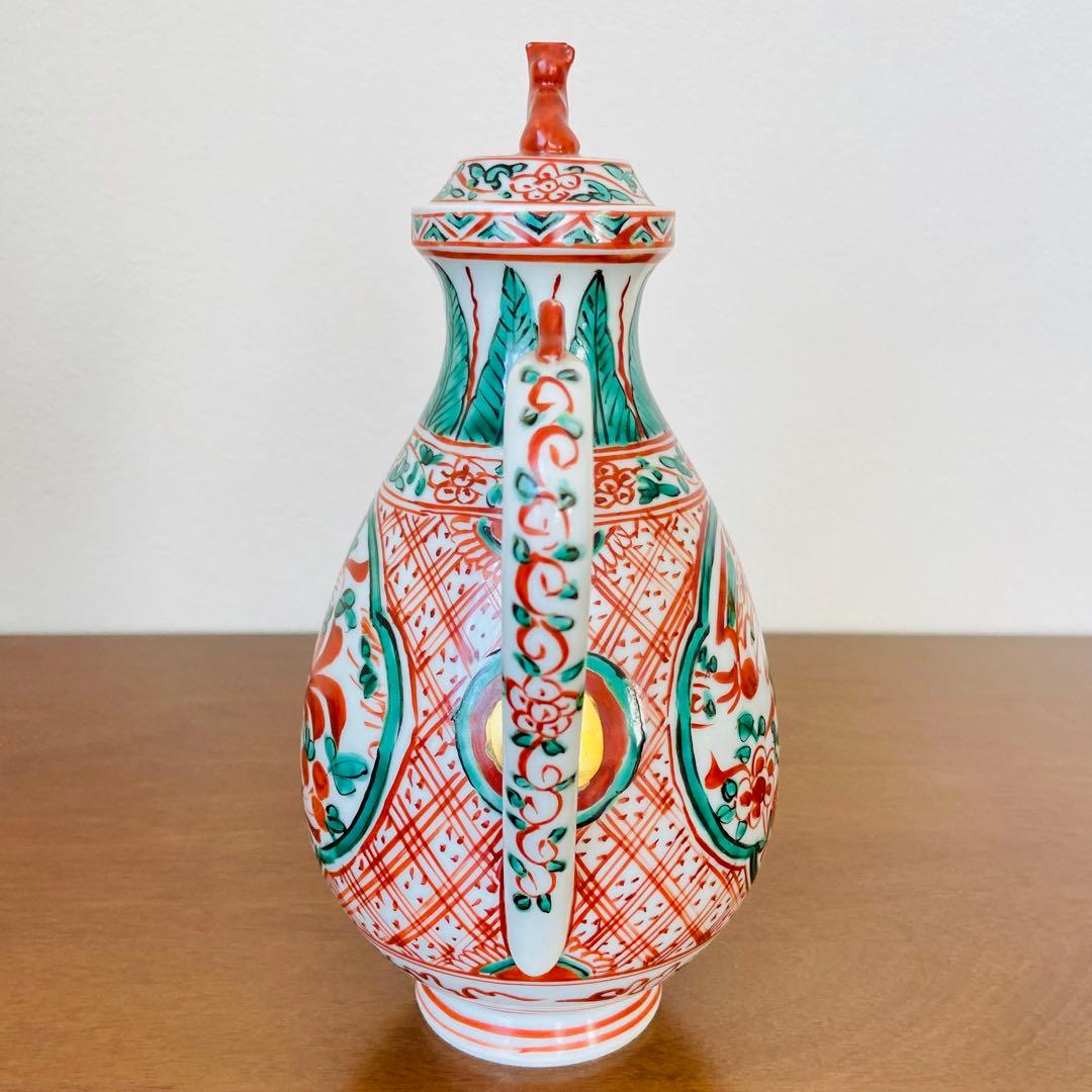 煎茶道具 盛盞瓶 赤絵　高野昭阿弥　共箱　茶器　水注　水差し　磁器　仙盞瓶