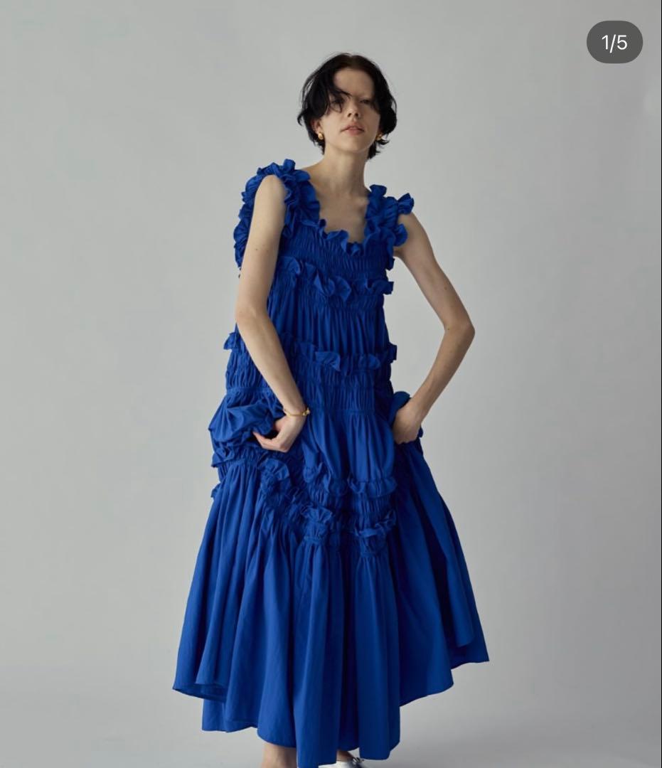 完全未使用PERNA ペルナ　ギャザーフリルキャミワンピース　ブルー