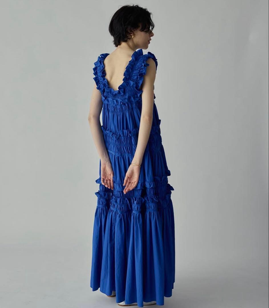 完全未使用PERNA ペルナ　ギャザーフリルキャミワンピース　ブルー