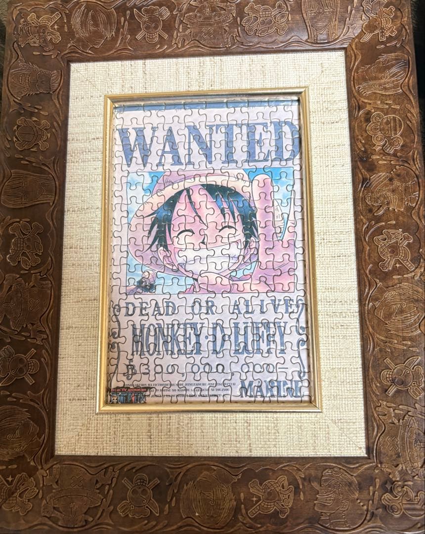 【値下げ可】手配書　パズル　15個　ワンピース　専用フレーム付