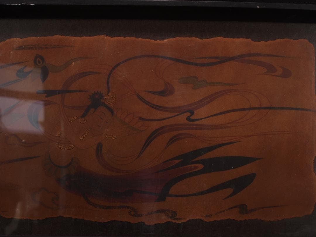 中国唐時代　敦煌莫高窟壁画 彩絵　人物像 発掘品 古美術 AK1749A1-5