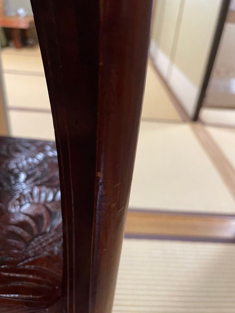 日光彫り 芍薬 漆塗り木製彫刻 3段