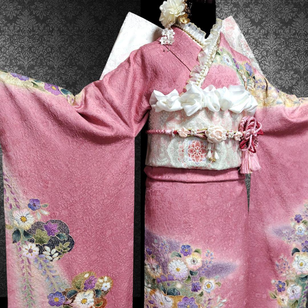振袖フルセット(7点)・辻ヶ花・辻が花・花絞り・金通し・胴裏正絹・高級手縫い
