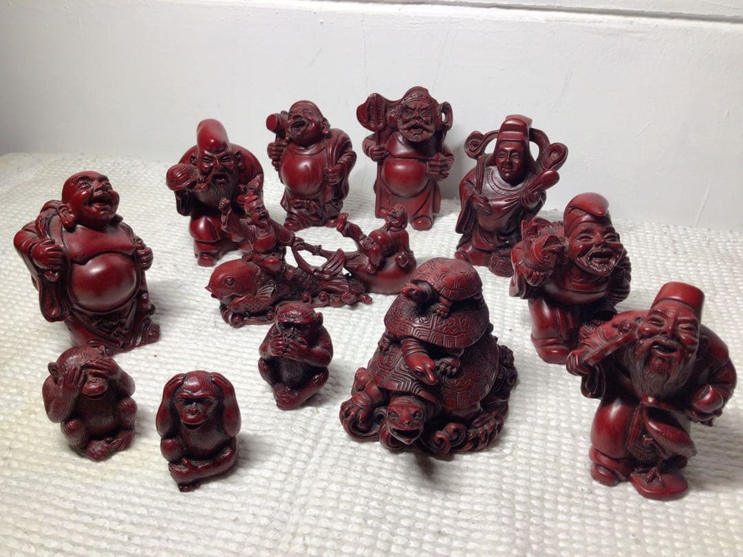 縁起物 彫刻 工芸品置物 七福神 国際交流 外交視察団代表〜贈与品 開運 風水