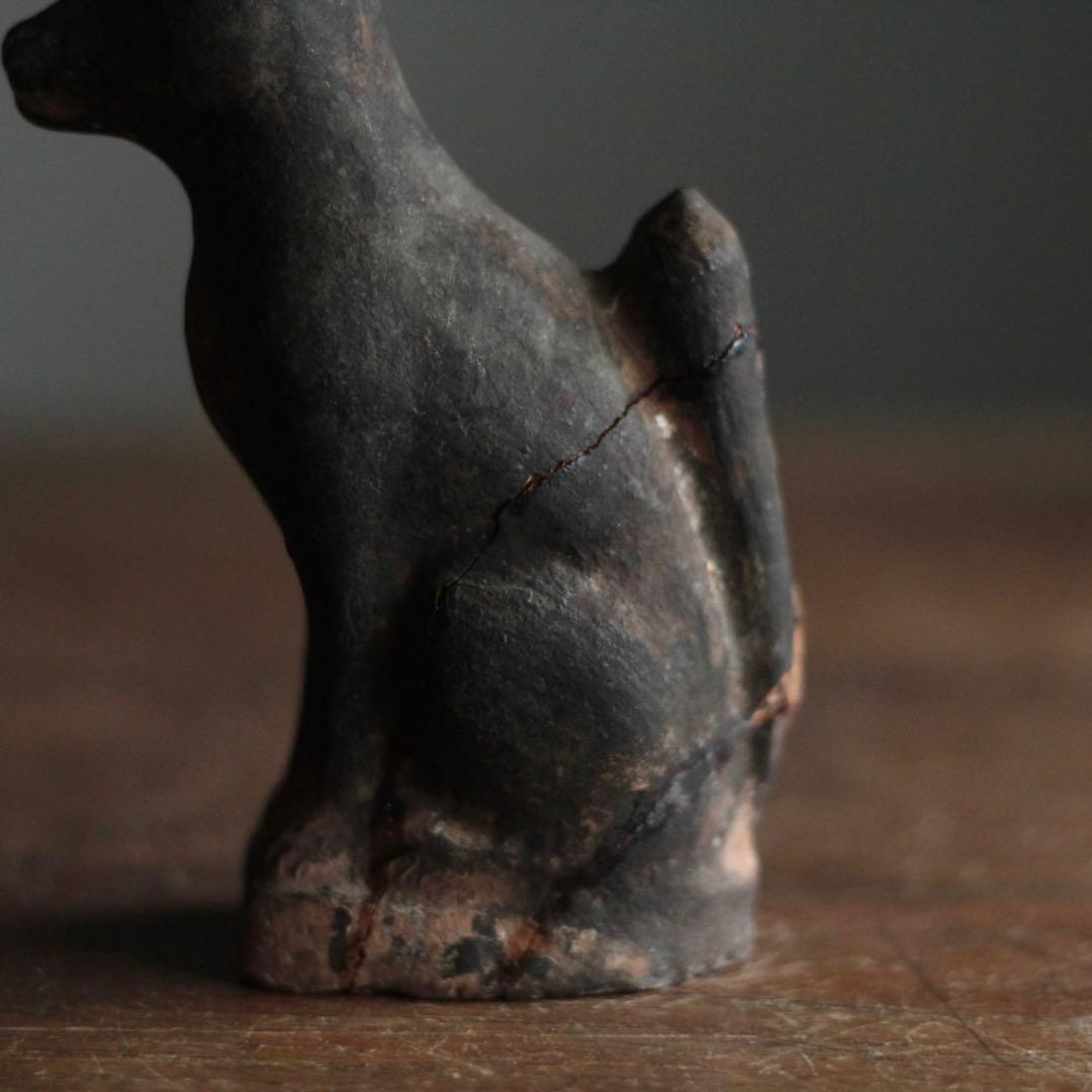 土人形 お稲荷さん 割れ補修 郷土人形 古美術 古道具 アンティーク オブジェ