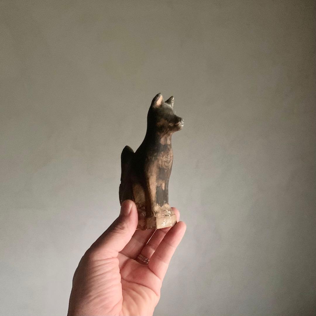 土人形 お稲荷さん 割れ補修 郷土人形 古美術 古道具 アンティーク オブジェ