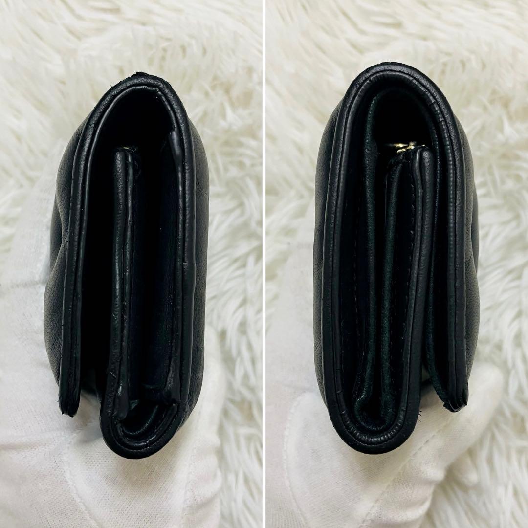 極美✨マルジェラ 二つ折り 財布 レザー 4ステッチ ブラック シボ カレンダー