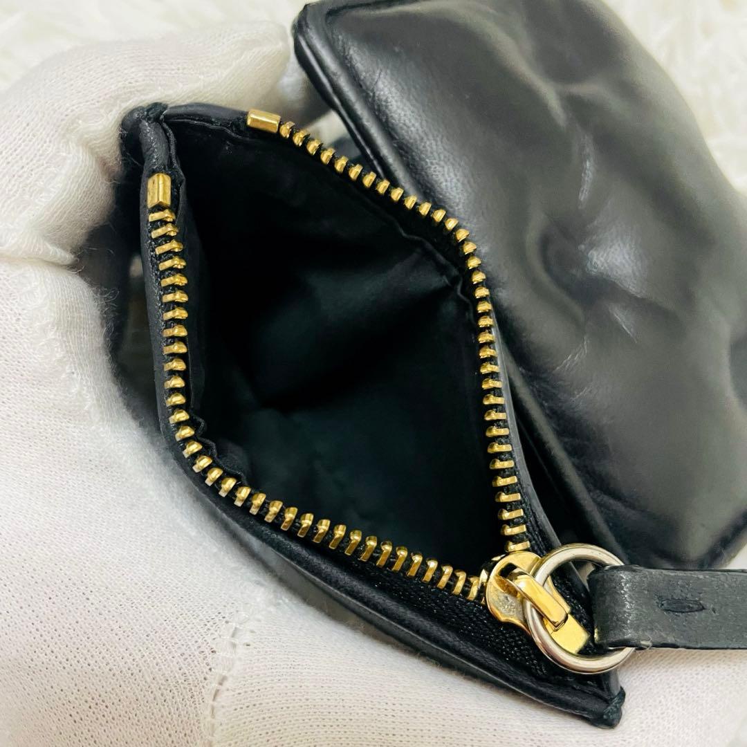 極美✨マルジェラ 二つ折り 財布 レザー 4ステッチ ブラック シボ カレンダー