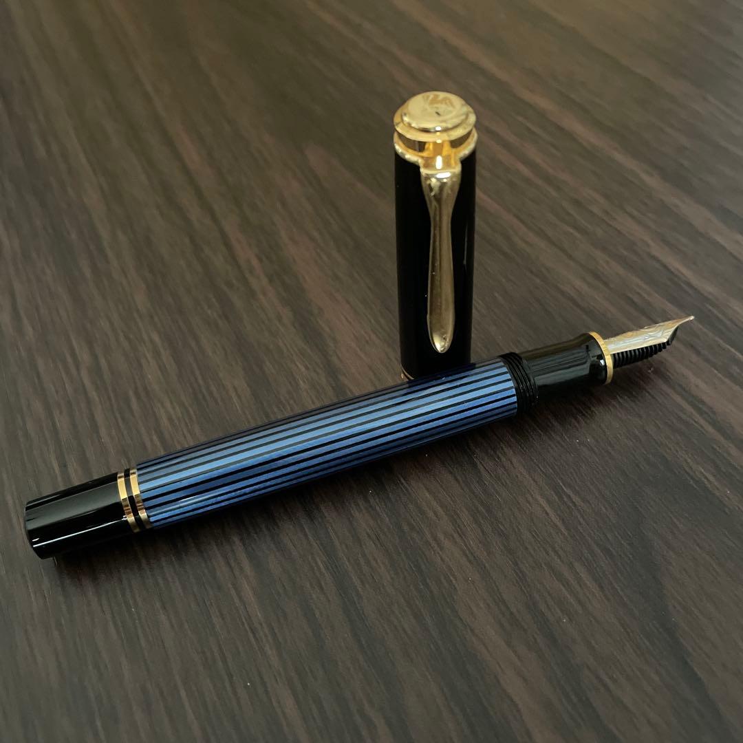 【美品】ペリカン 万年筆 スーベレーン M400 ブルー縞 字幅EF