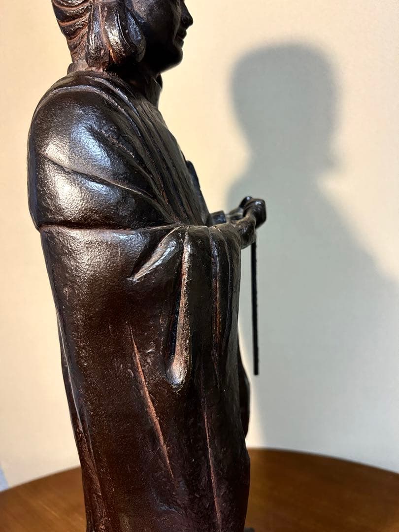 金工家 板坂辰治 銅造　聖徳太子像　共箱 置物 彫刻 彫像