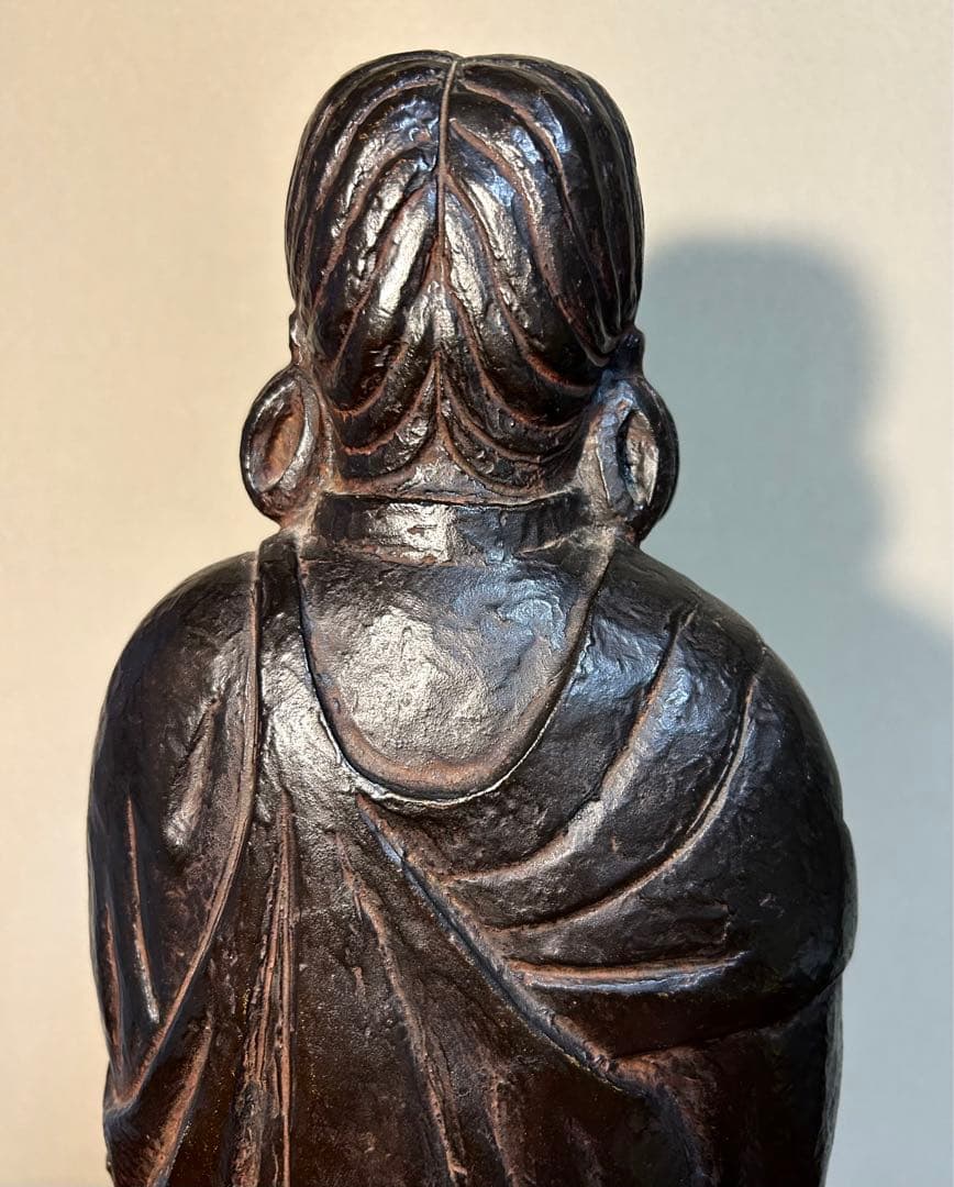 金工家 板坂辰治 銅造　聖徳太子像　共箱 置物 彫刻 彫像