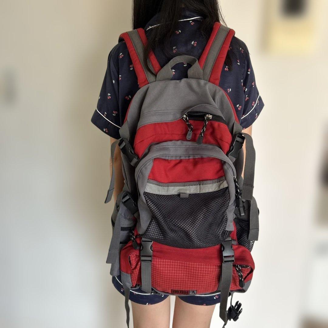 ステューシー old stussy付きリュック 赤/グレー