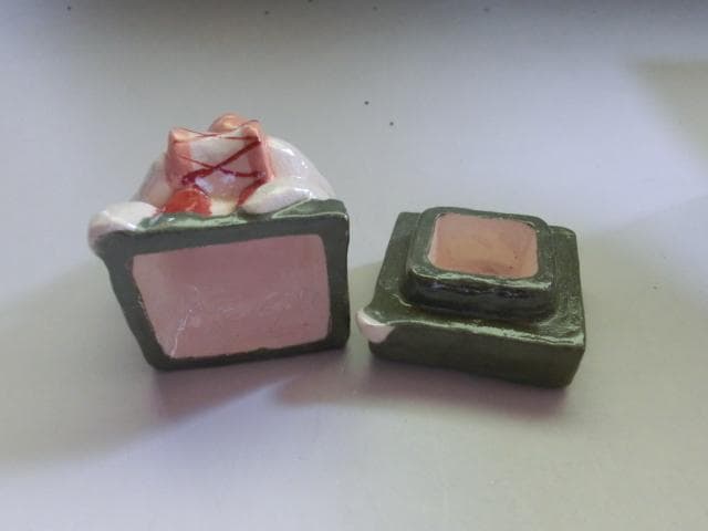 香合■伊藤桂楽作 祝猿 楽峰作 獅子 青磁 2個セット 共箱付 共布 お茶道具■