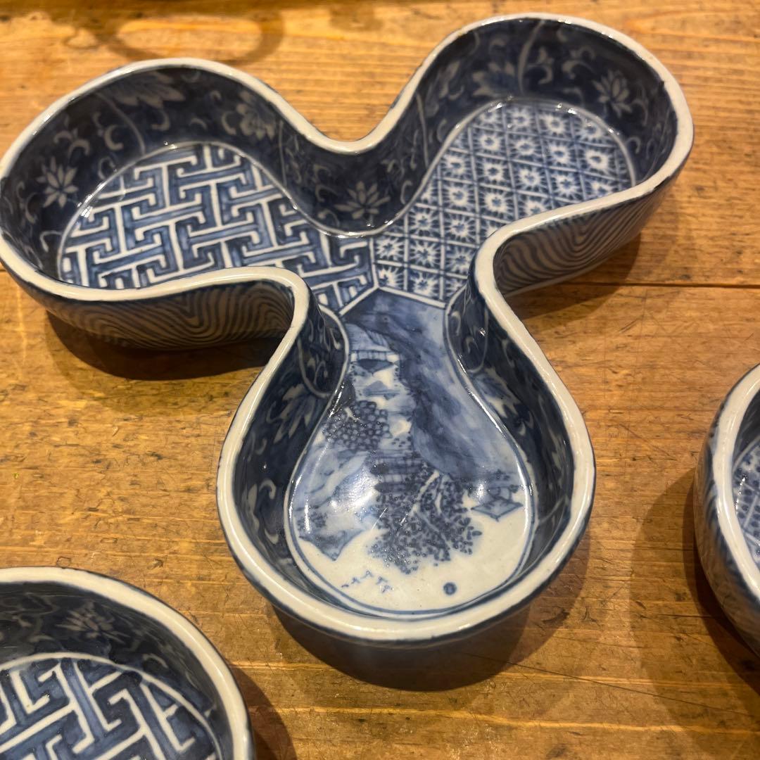 廣野俊彦　　染付皿　　　5客