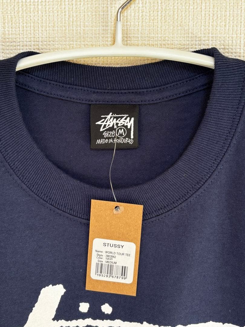 Stussy Tシャツ　ワールドツアー ネイビー グラフィックT ユニセックスM