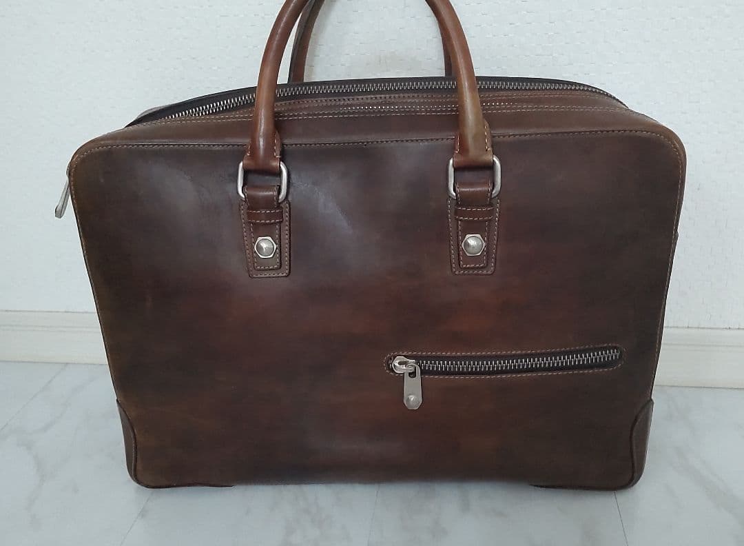 フランチェスコベニーニョ レザー ブリーフケース ブラウン 2室