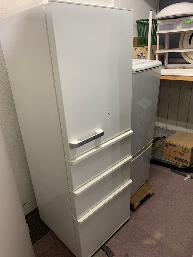 AQUA 【右開き】355L 4ドアノンフロン冷蔵庫 ナチュラルホワイト