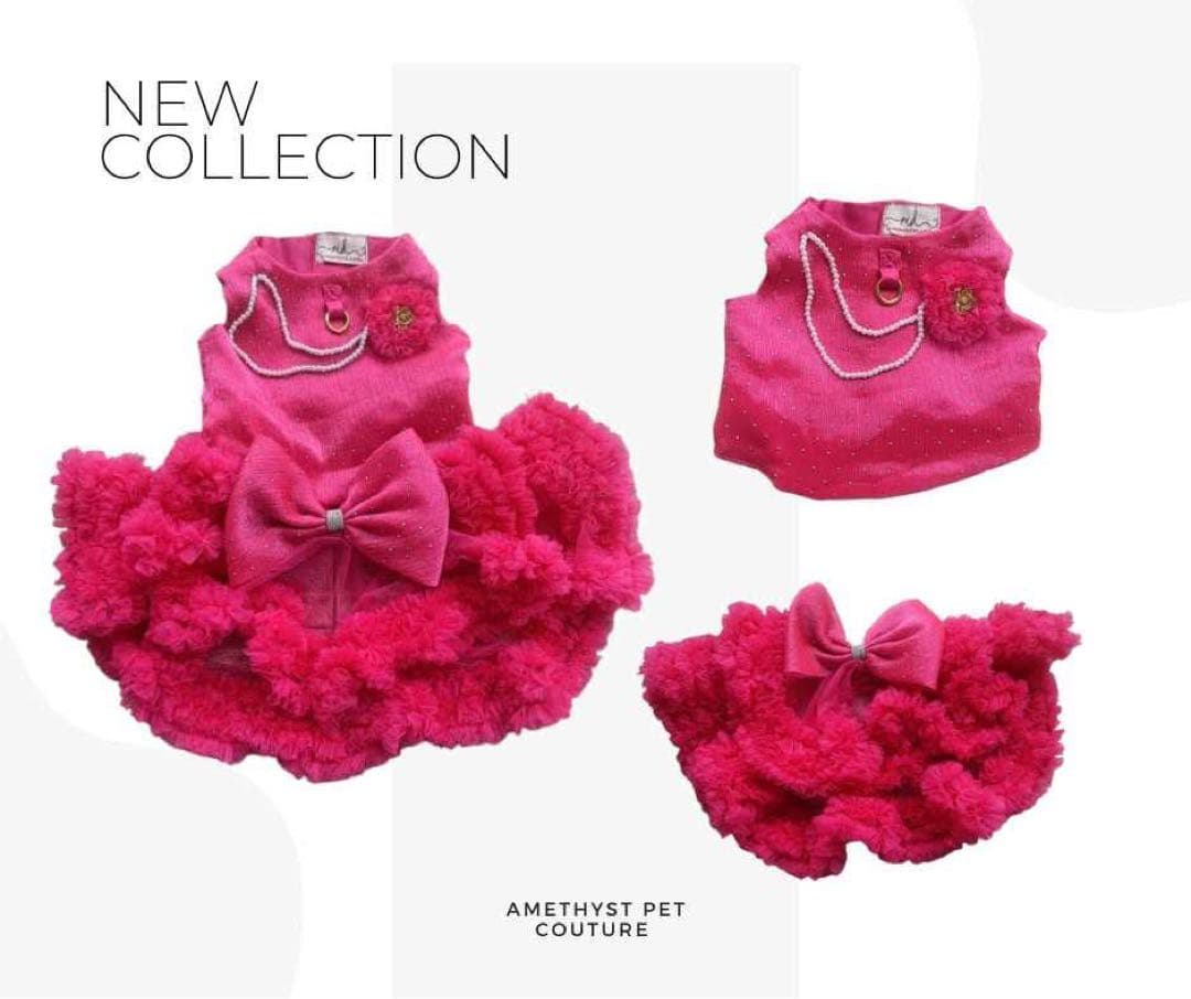 Amethyst Pet Couture犬用フリルドレス ピンク
