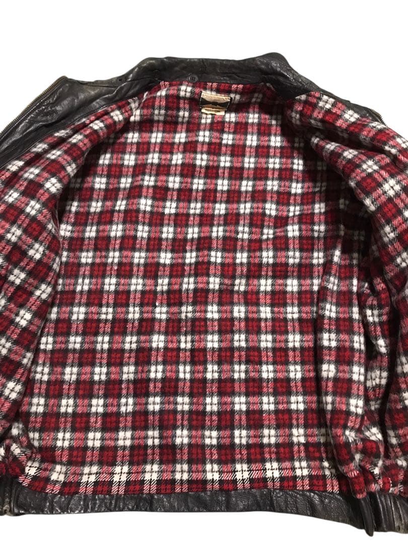 vintage フランス空軍タイプ パイロットジャケット 裏地チェック