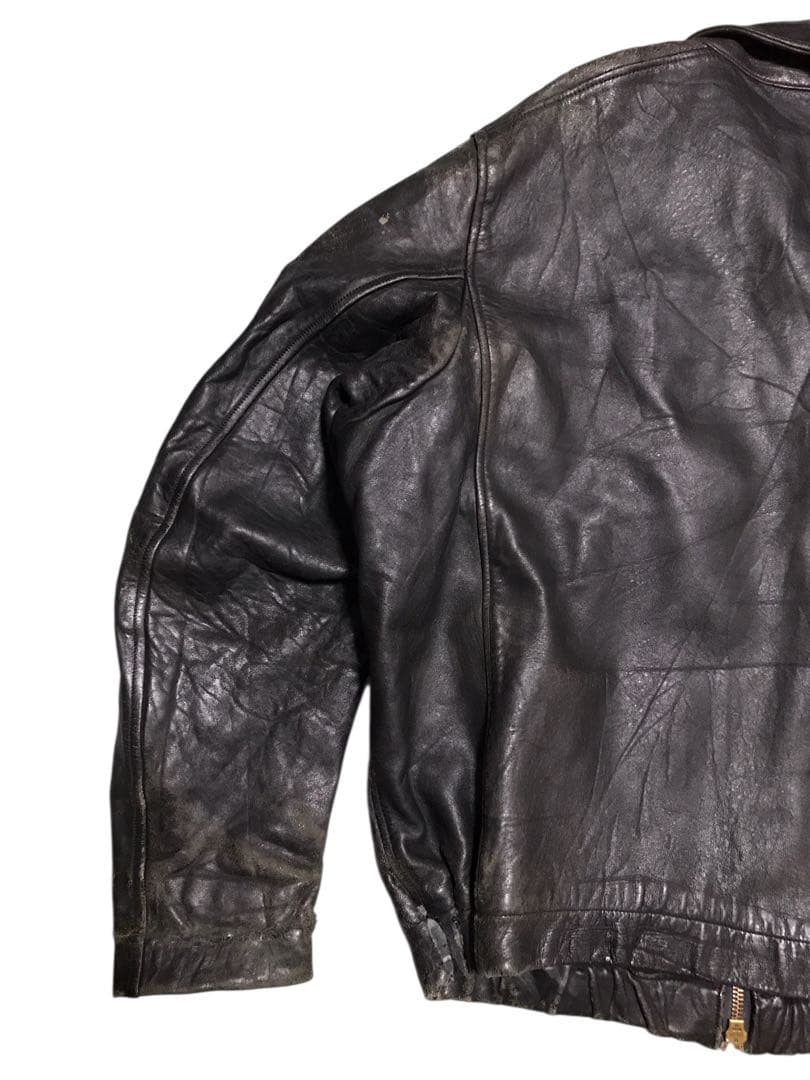 vintage フランス空軍タイプ パイロットジャケット 裏地チェック