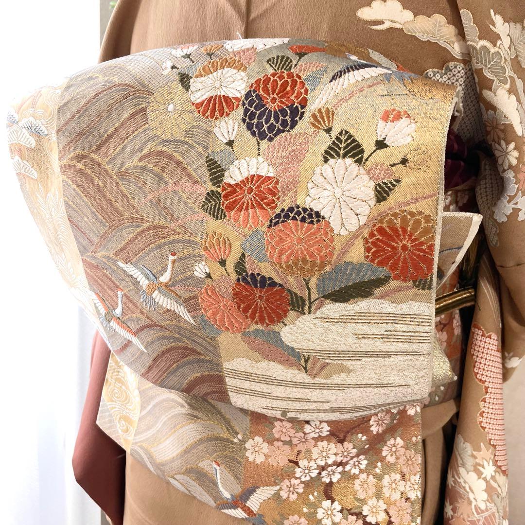 茶色 友禅 4点 フルセット 訪問着 入学式 卒業式 入園式 春 秋 冬