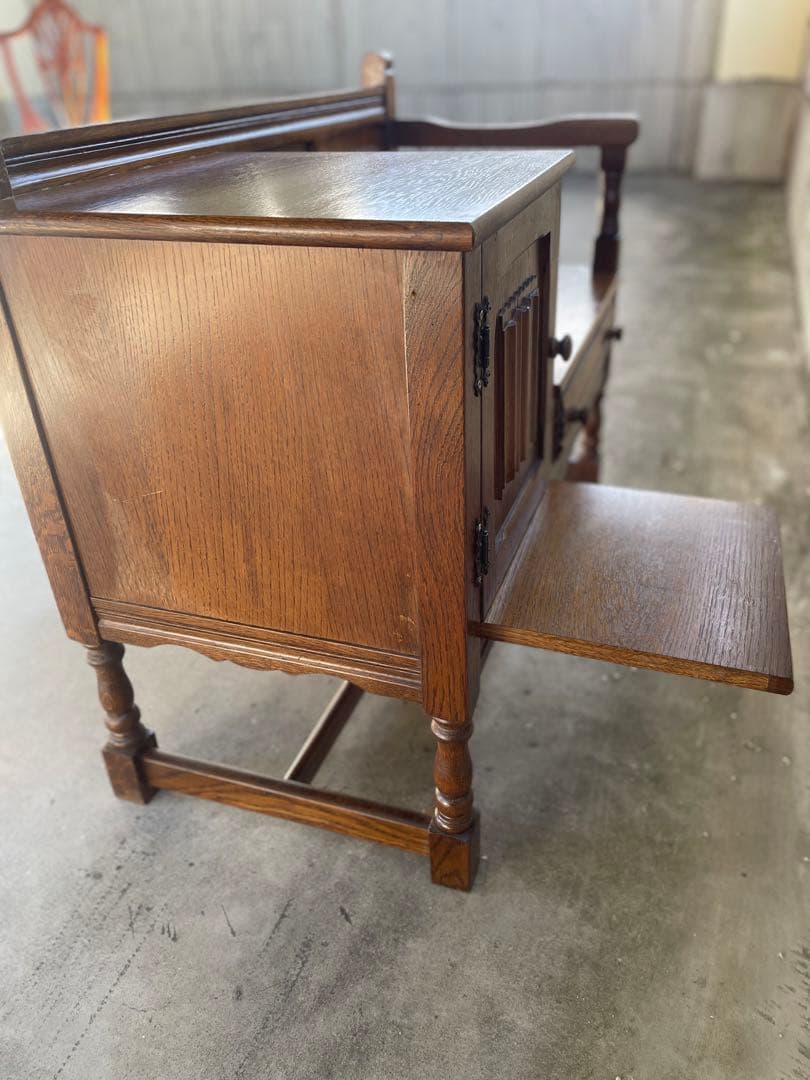 テレフォンベンチ オーク材電話台 引き出し付き