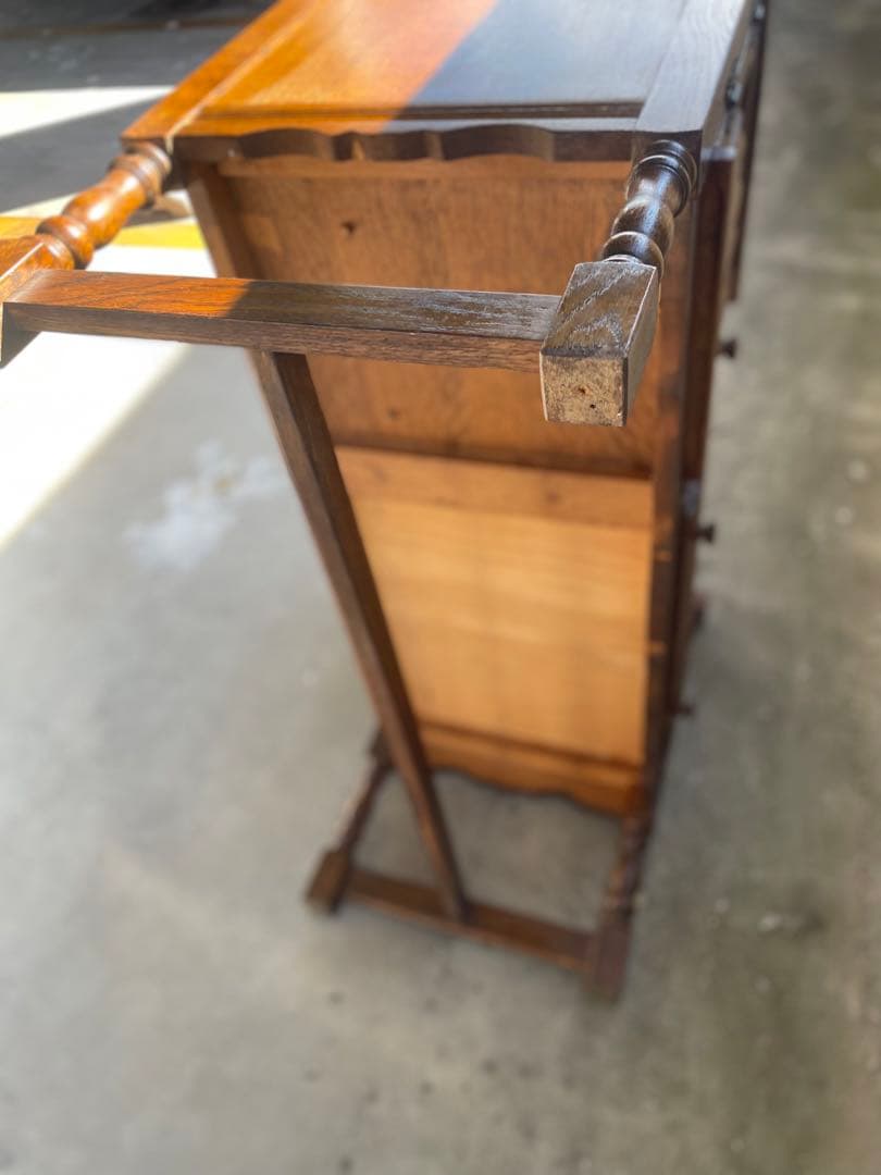 テレフォンベンチ オーク材電話台 引き出し付き