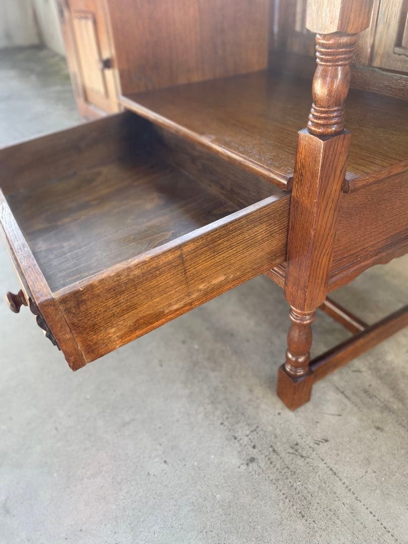 テレフォンベンチ オーク材電話台 引き出し付き