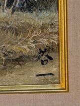 【真作】絵画　渡辺啓一　油彩6号　鳥久保　郷愁の日本風景　静かな農村　X118