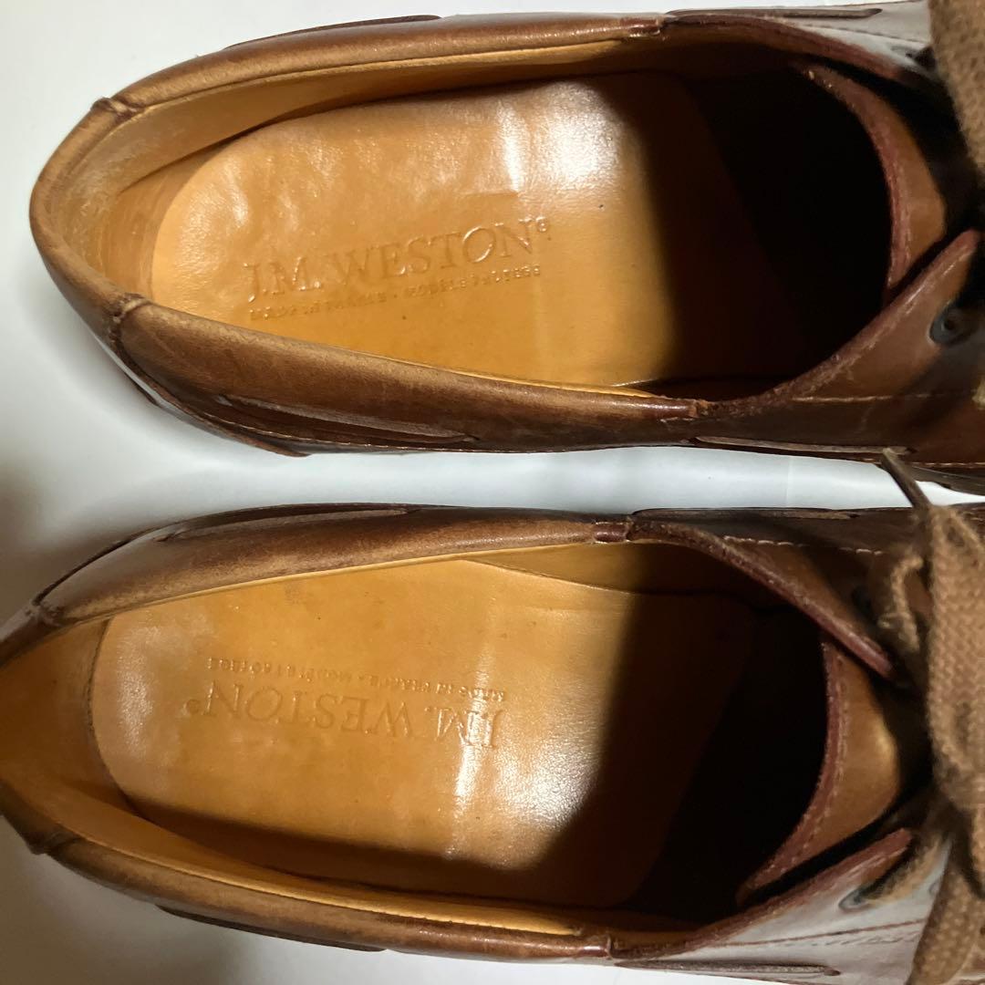 J.M. WESTON ブラウン デッキシューズ