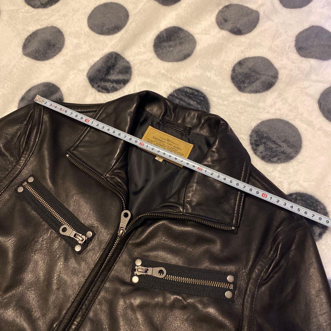 【羊革】AVIREX シングルライダース レザージャケット Lサイズ 黒