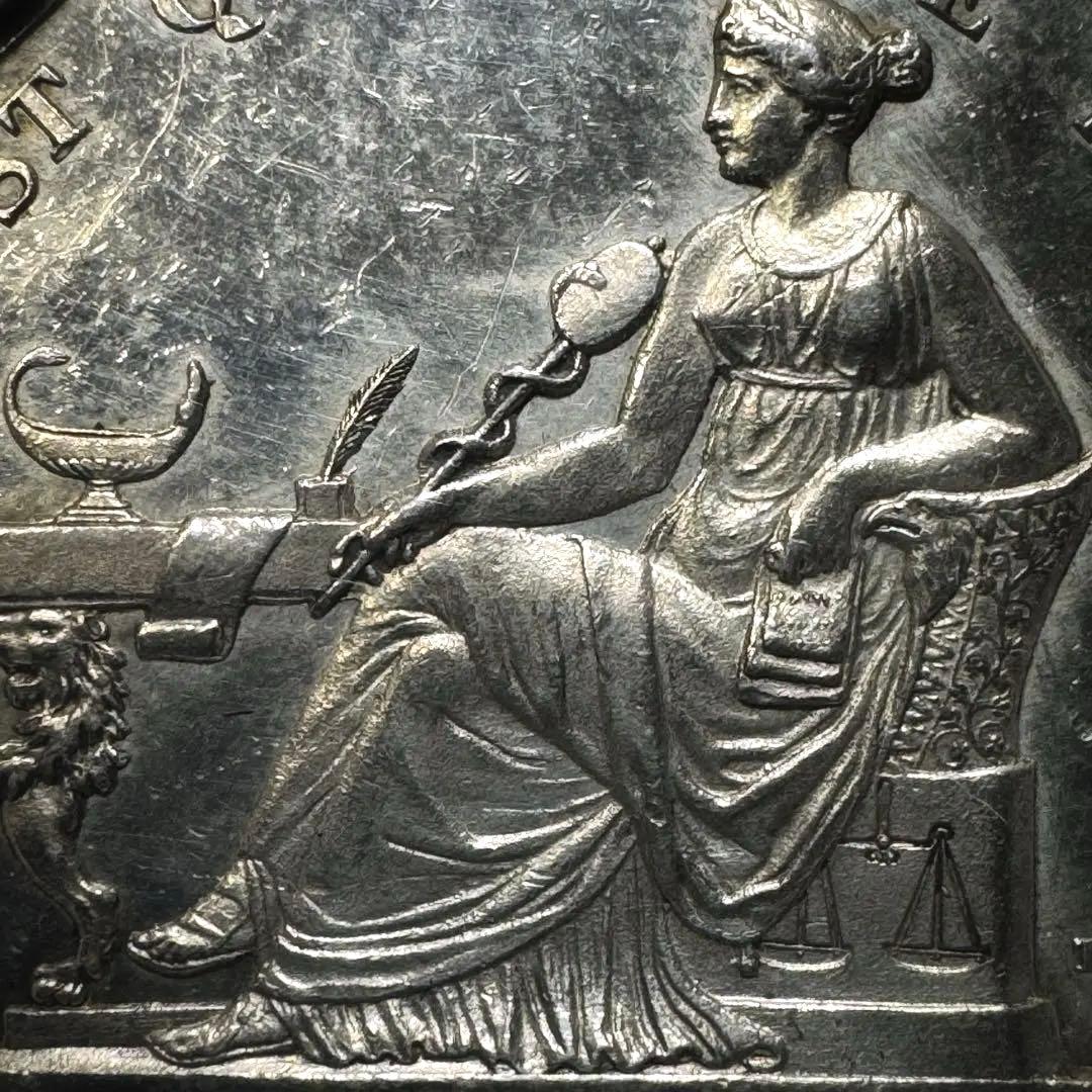 最終価格 19世紀 フランス 銀製 八角形ジェトン 女神 レア