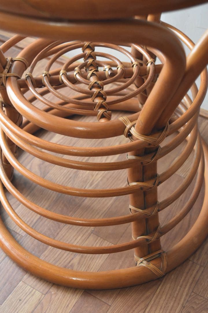 サイドテーブル・ナイトテーブル・ローテーブル Rattan glass top side table