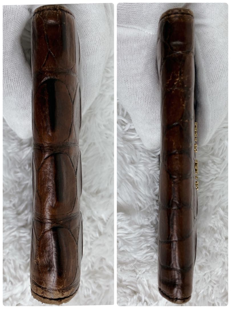 sa ミュウミュウ 折り財布クロコ型押し レザー y2k アーカイブ 茶