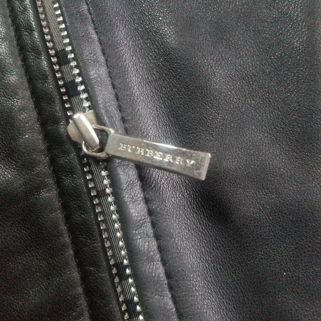 バーバリーブラックレーベル ライダースジャケット L ラムレザー 革ジャン