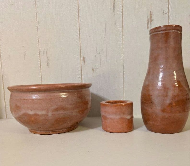 茶道具　建水　蓋置　杓立　三楽作　赤楽