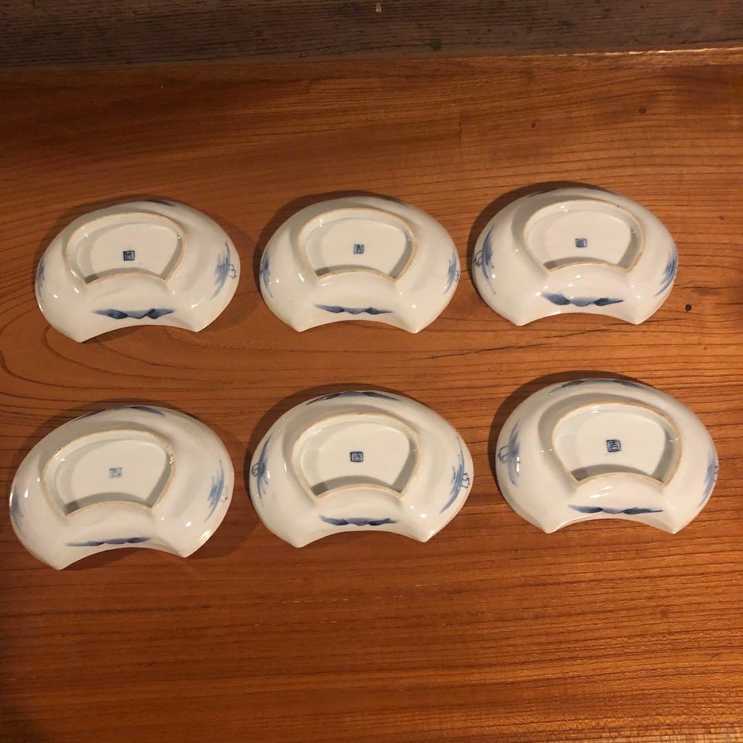 江戸期の平戸焼変形染付皿6客