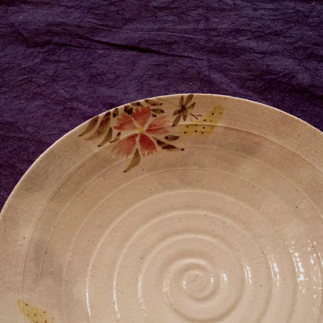 京焼　手描草花紋八寸皿