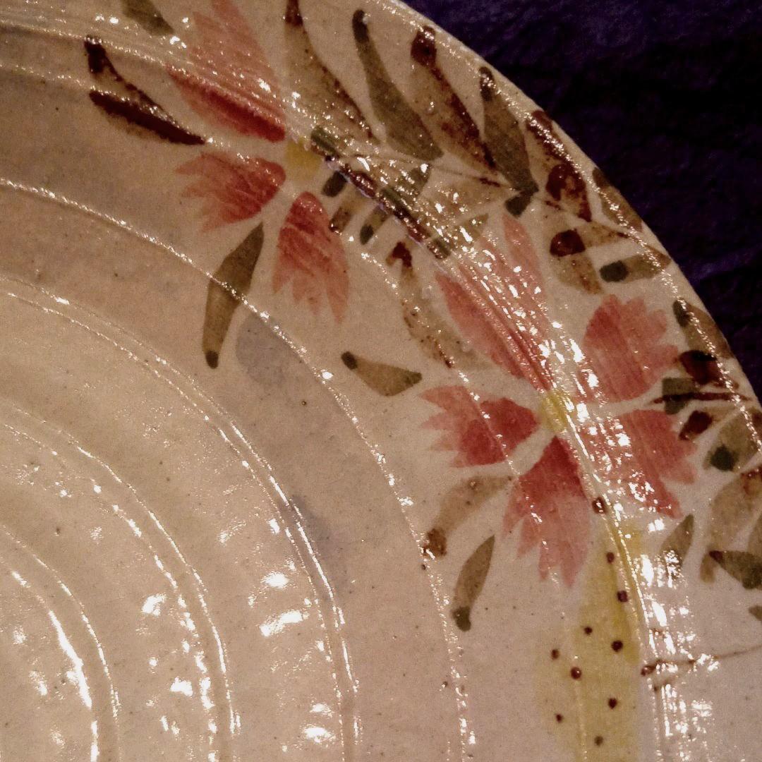 京焼　手描草花紋八寸皿