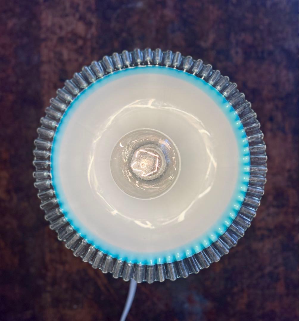 大正ロマン　和ガラス　電笠　青　アンティーク　灯り　照明　古民家　古道具