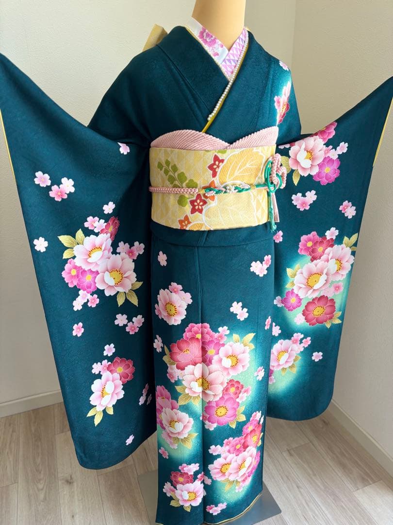 みるく様　【特別大価格❣️⑥】振袖フルセット　正絹振袖　成人式 緑系