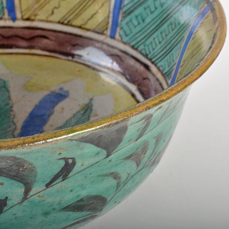 九谷焼　古九谷　青手九谷　草文　菓子鉢　時代箱付　V　R7129