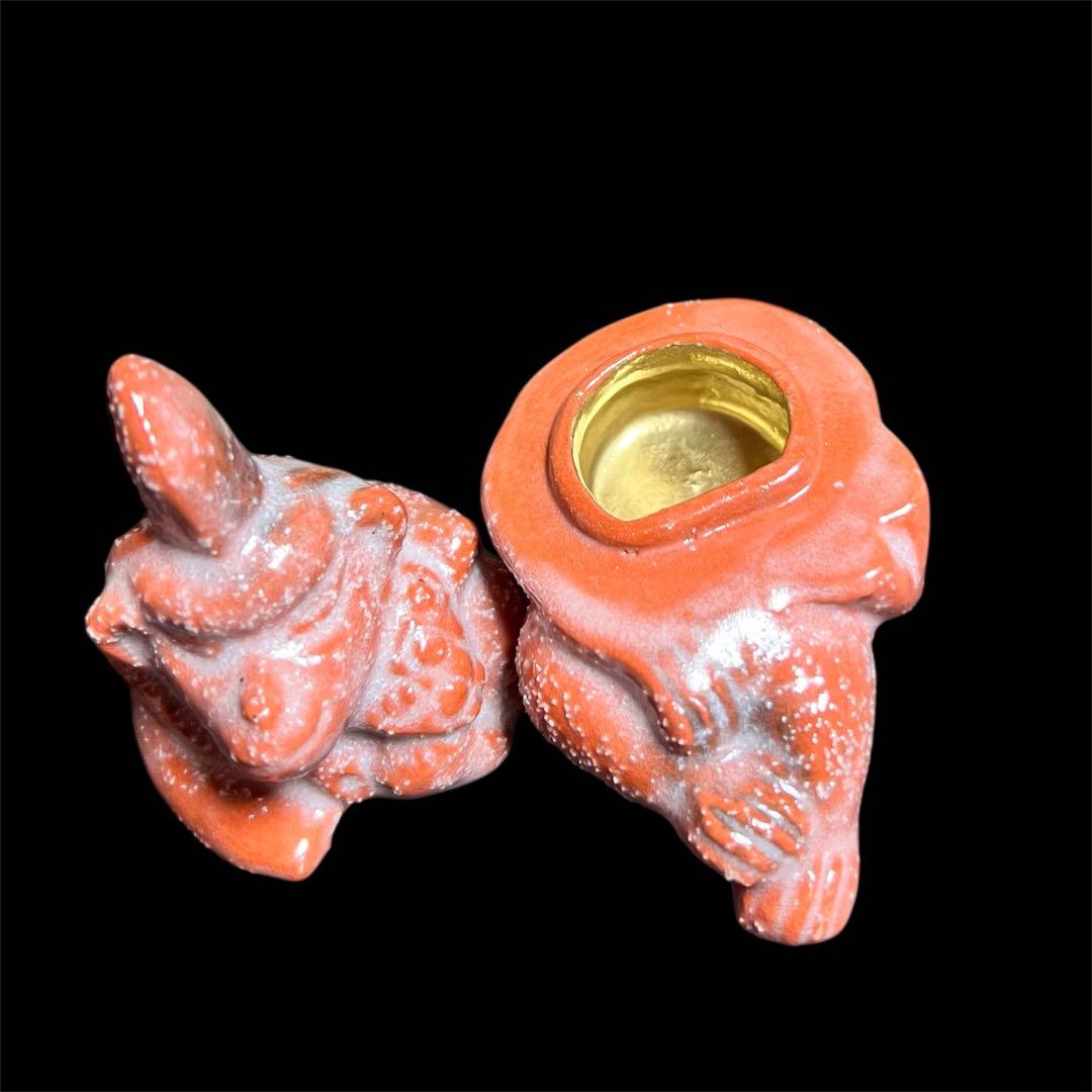 楽焼窯元　三代昭楽　香合　干支申　新品