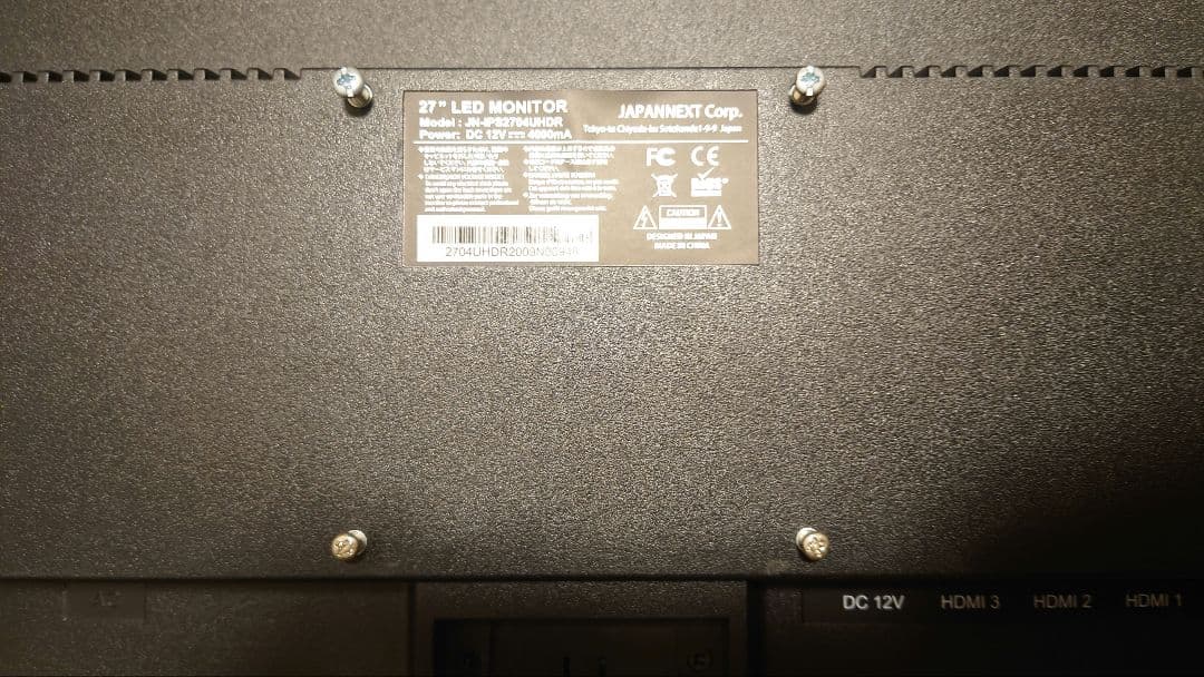 JAPANNEXT JN-IPS2704UHDR 4KHDR 27インチモニタ