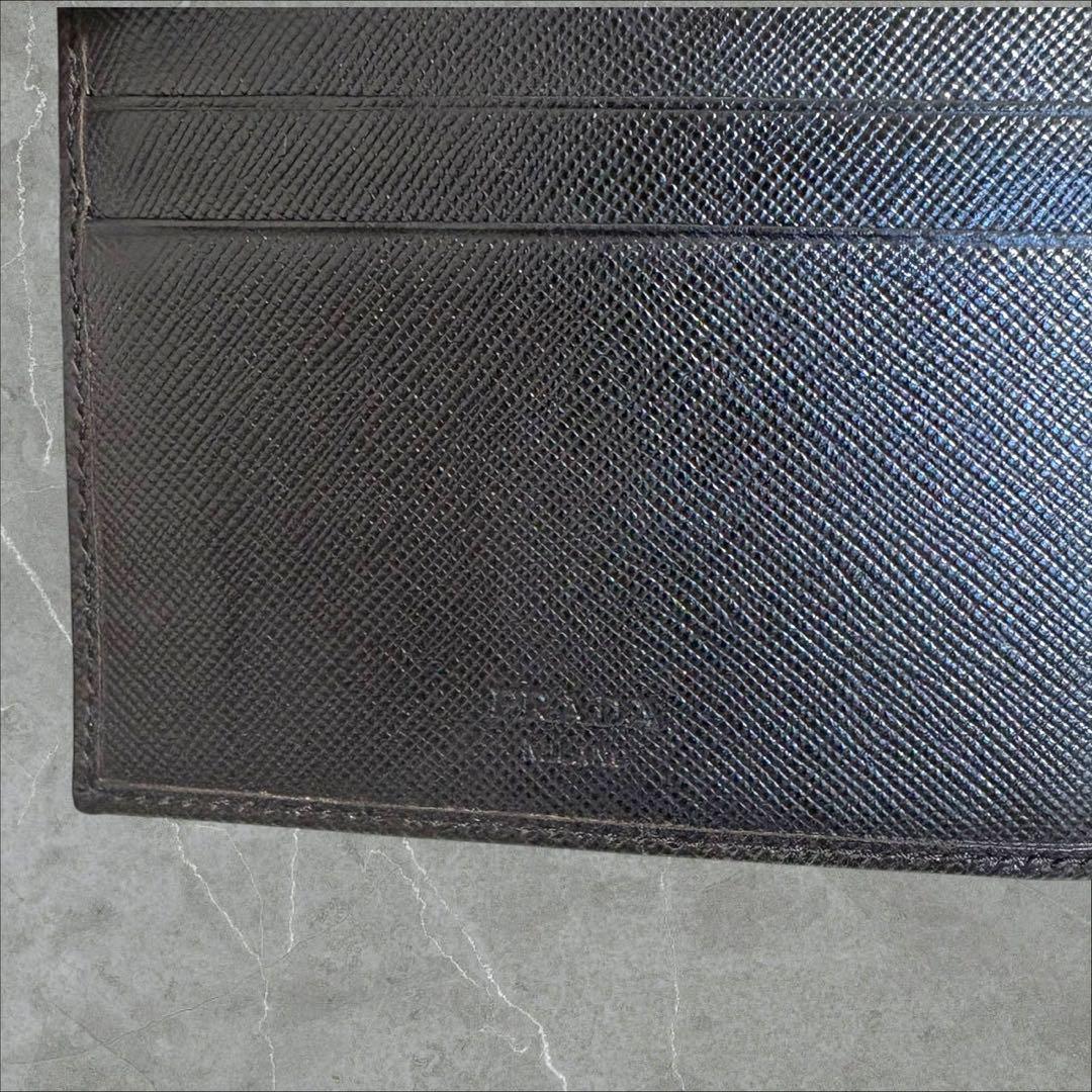 超極美品✨ PRADA プラダ 三つ折り財布 サフィアーノ ブラック 三角ロゴ
