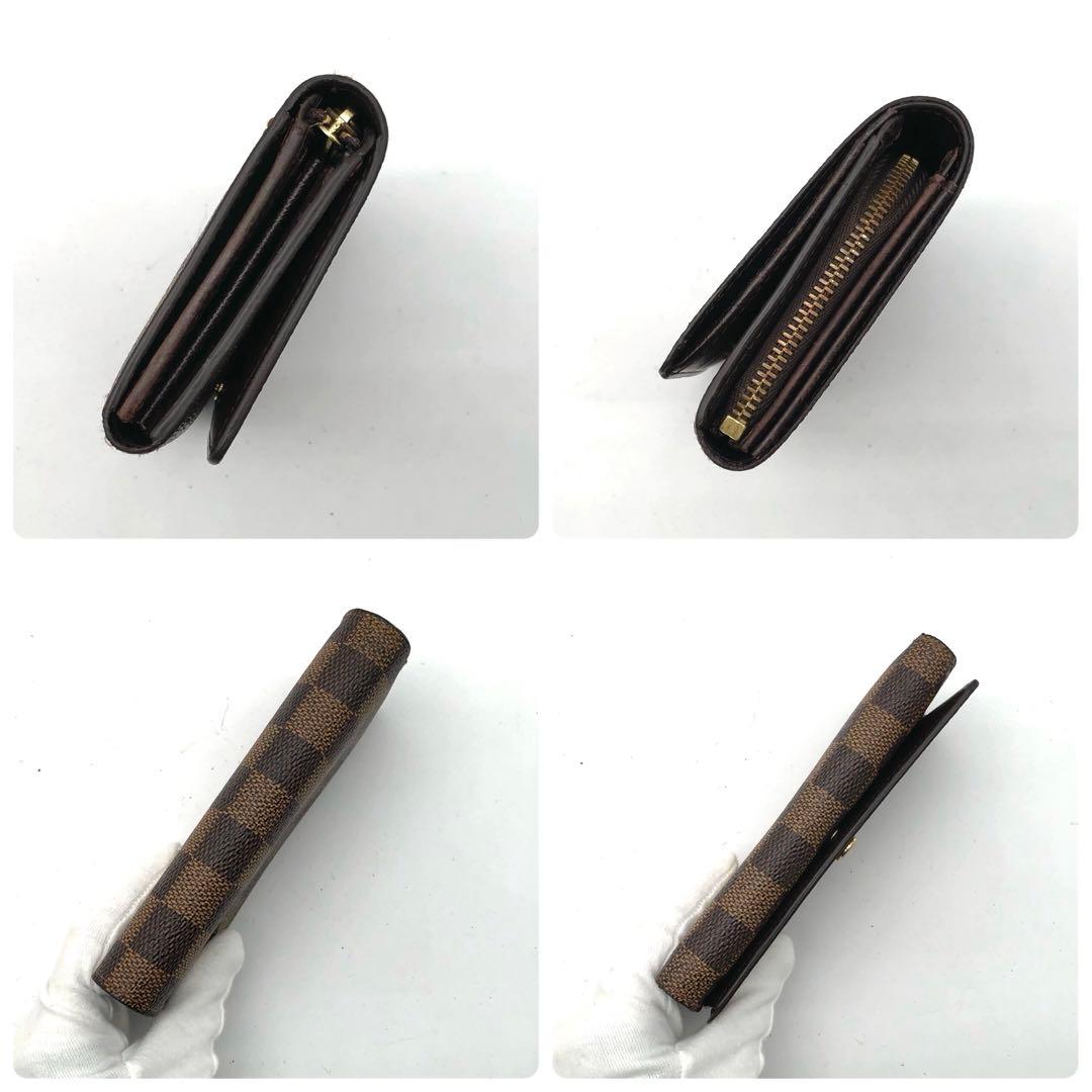 ルイヴィトン ダミエ エベヌ トレゾール 二つ折り財布 ブラウン コンパクト