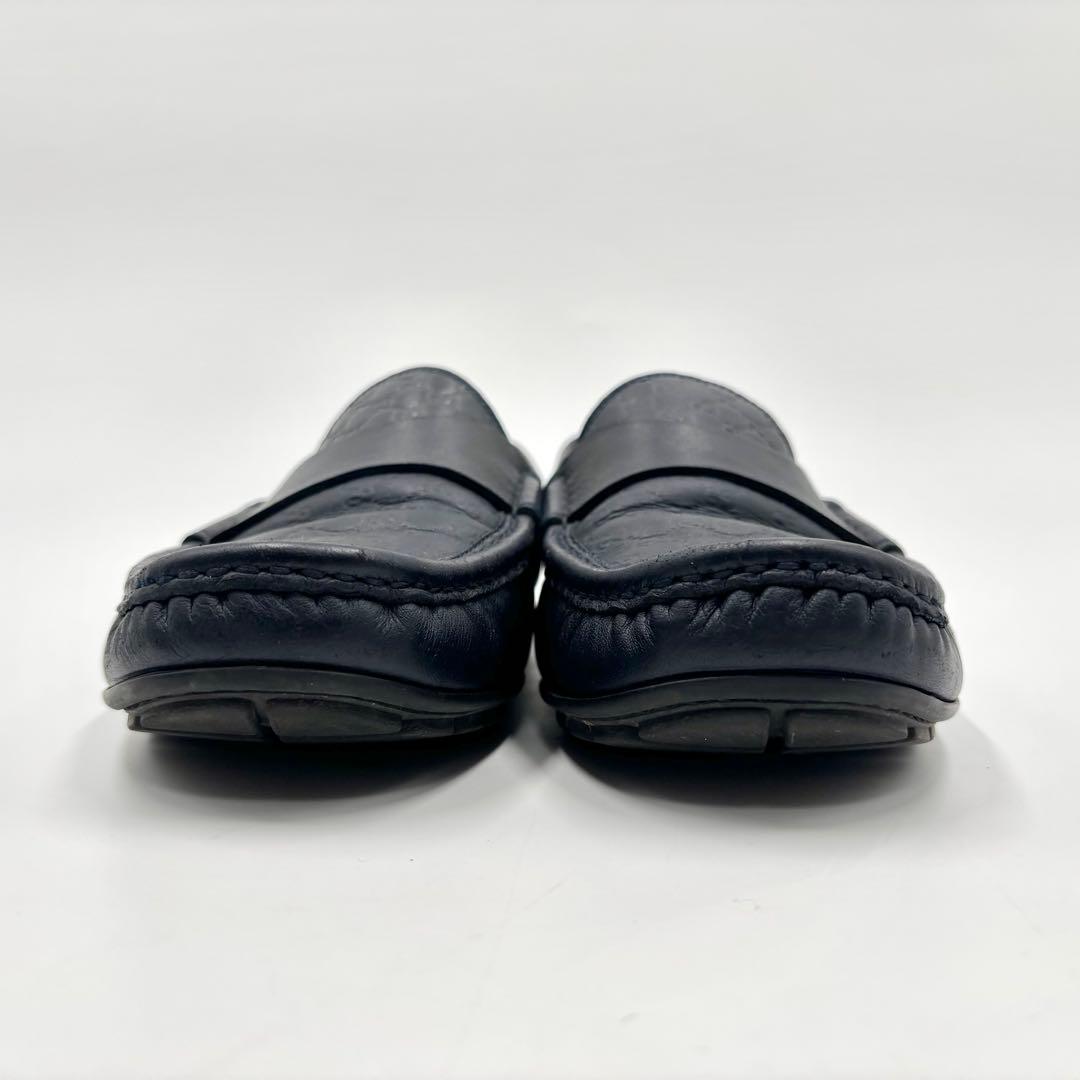 GUCCI グッチ ドライビングシューズ レザー GG シマ ネイビー