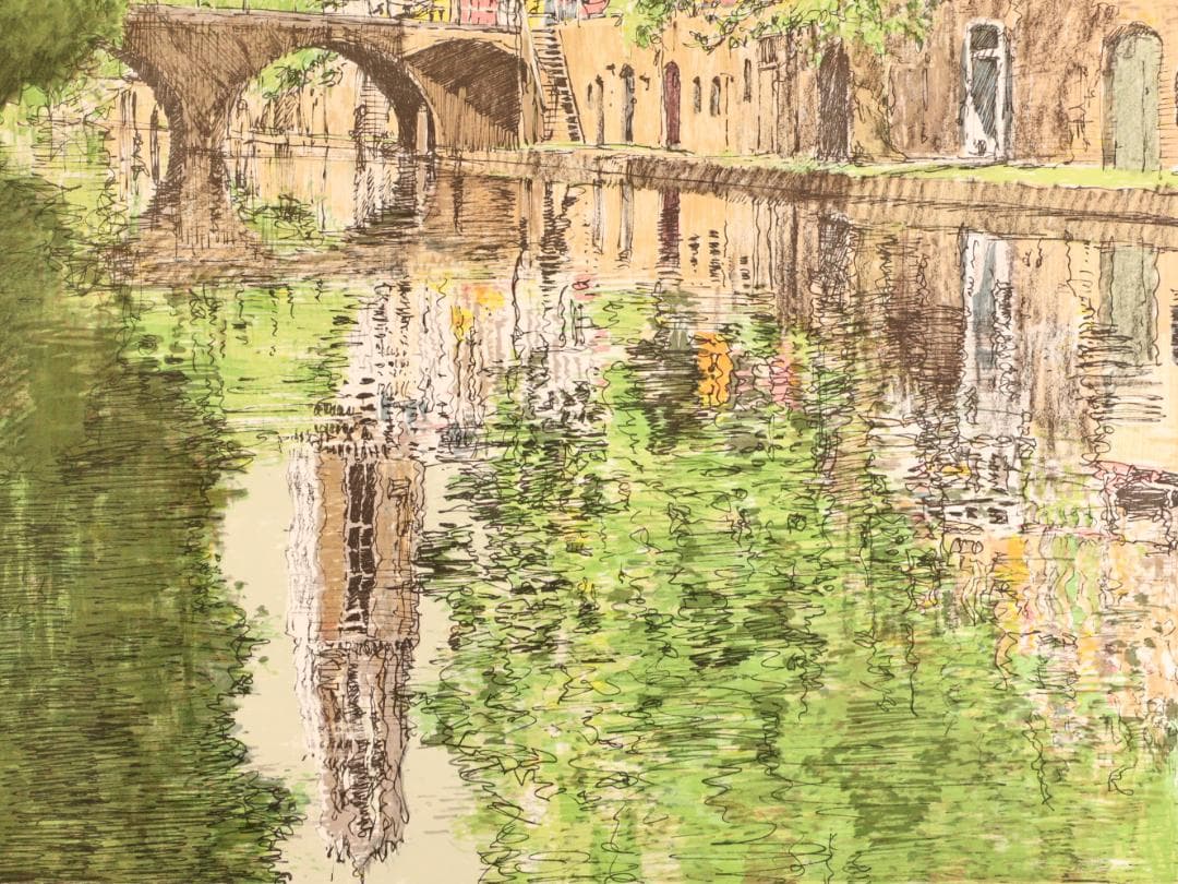 BK288　小田切訓 「 初夏のユトレヒト 」 218/300　リトグラフ