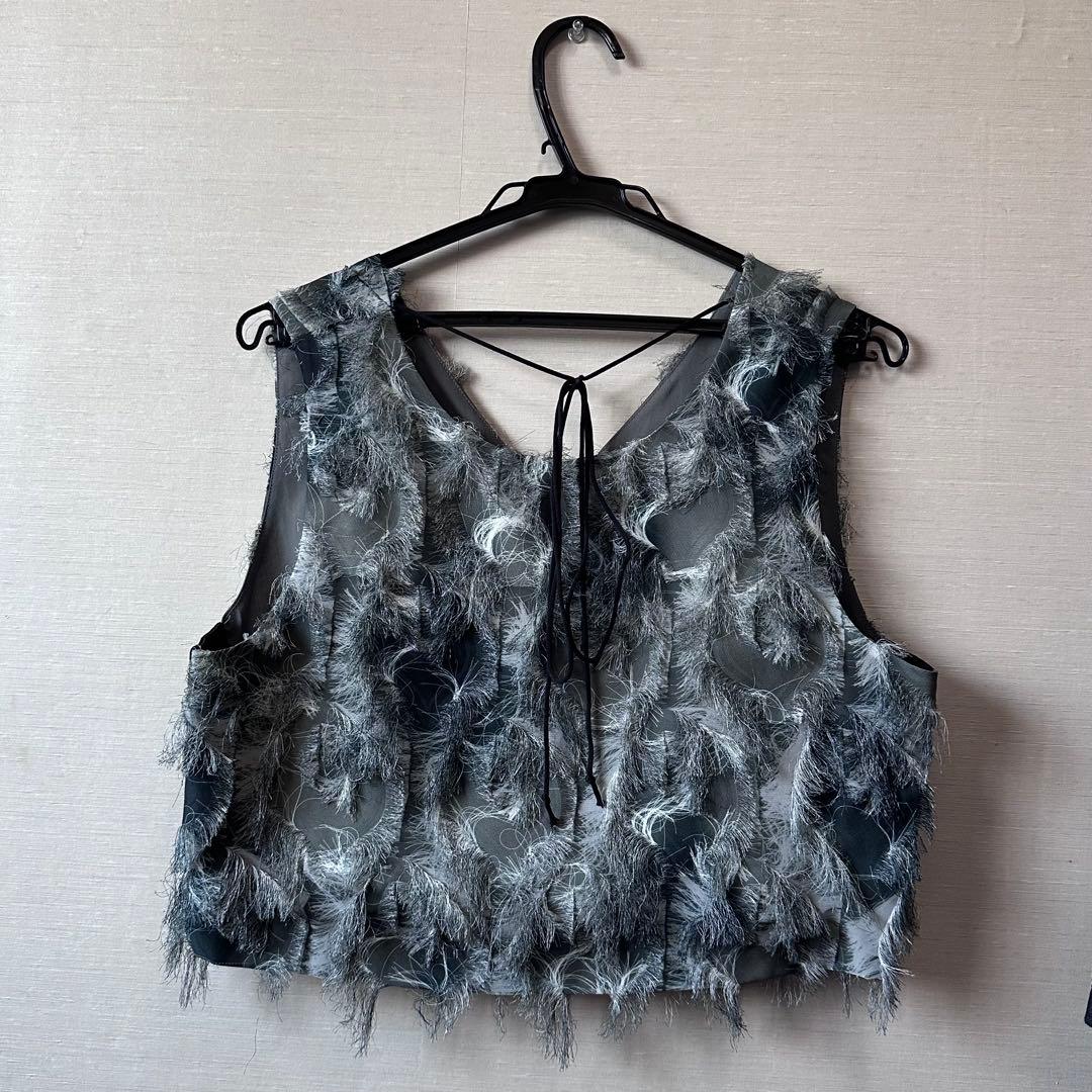 adam et rope フリンジプリントトップス